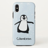 かわいいペンギンの名前はブルー・ホワイト・ウィンターの雪 Case-Mate iPhoneケース (裏面)