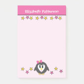 かわいいペンギンの名前は、ピンクと黄色の星 ポストイット (正面)