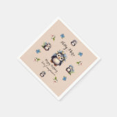 かわいいペンギンの名前バイリンガル文字フェリズクンプレーニョ スタンダードカクテルナプキン (角)