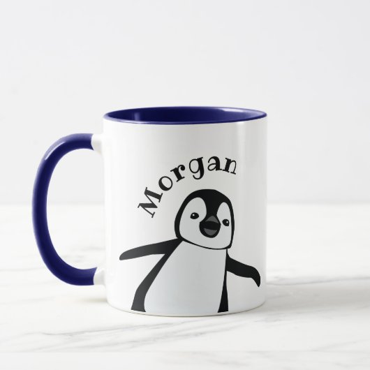 かわいいペンギンの名前入り オーダーメイド マグカップ (左)