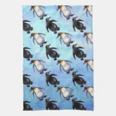 かわいいペンギンの天地パターン キッチンタオル (縦)