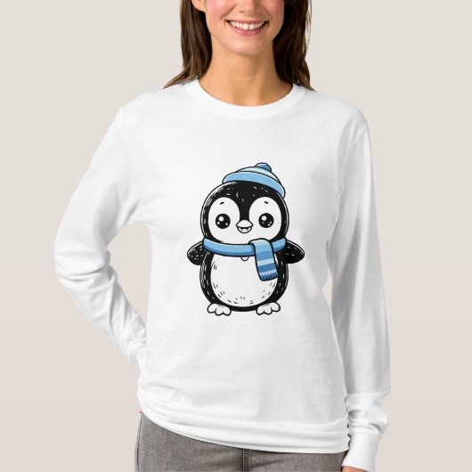 かわいいペンギンの女性用Tシャツ Tシャツ (正面)