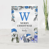 かわいいペンギンの孫クリスマス カード (正面)