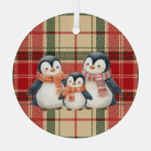 かわいいペンギンの家族のクリスマスオーナメント ガラスオーナメント (裏面)