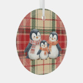 かわいいペンギンの家族のクリスマスオーナメント ガラスオーナメント (正面右)