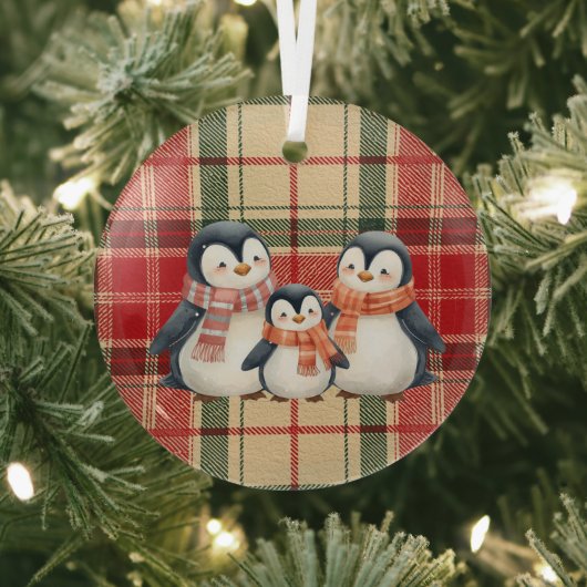 かわいいペンギンの家族のクリスマスオーナメント ガラスオーナメント (インサイチュ)