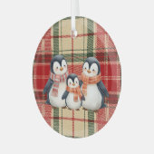 かわいいペンギンの家族のクリスマスオーナメント ガラスオーナメント (正面左)