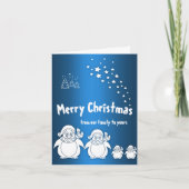 かわいいペンギンの家族クリスマス シーズンカード (正面)