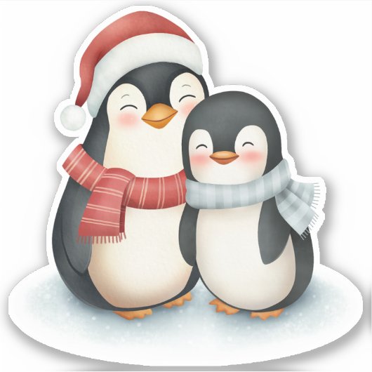 かわいいペンギンの家族クリスマス シール (正面)