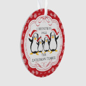かわいいペンギンの家族4人 クリスマス オーナメント (正面)