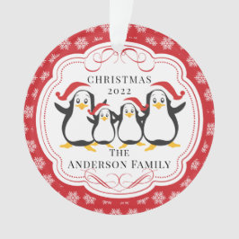 かわいいペンギンの家族4人 クリスマス オーナメント