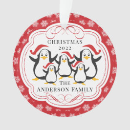 かわいいペンギンの家族5人 クリスマス オーナメント