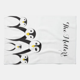 かわいいペンギンの家族 キッチンタオル