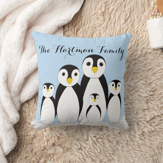 かわいいペンギンの家族 クッション (ブランケット)
