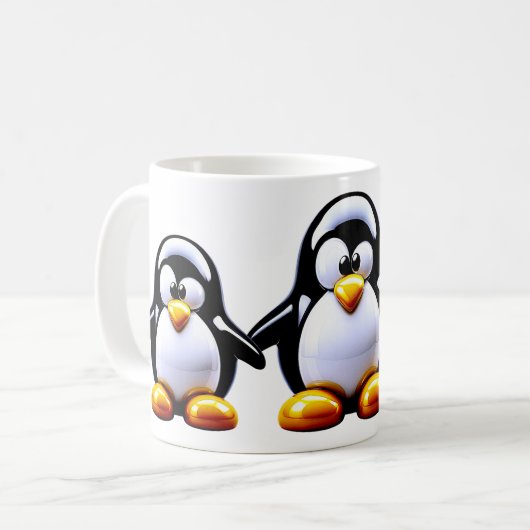 かわいいペンギンの家族  コーヒーマグカップ (正面左)
