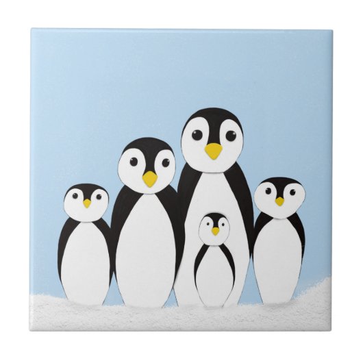 かわいいペンギンの家族 タイル (正面)
