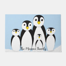 かわいいペンギンの家族 ドアマット