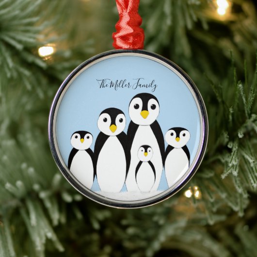 かわいいペンギンの家族 メタルオーナメント (ツリー)