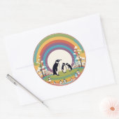 かわいいペンギンの家族 ラウンドシール (封筒)