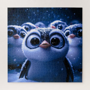 かわいいペンギンの家族 雪の冬の夜 ジグソーパズル