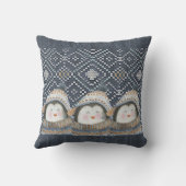 かわいいペンギンの居心地の良い冬のニットパターン クッション (裏面)