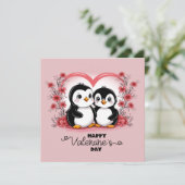 かわいいペンギンの恋人たちハートバレンタインデー シーズンカード (スタンド正面)
