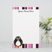 かわいいペンギンの文房具-ピンク 便箋 (スタンド正面)