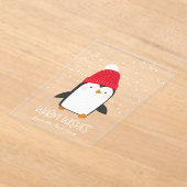 かわいいペンギンの暖かい願い事 ホリデーカード アクリル招待状 (レイダウン)