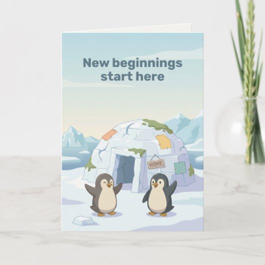 かわいいペンギンの最初のイグルー | 新しい始まり カード (正面)