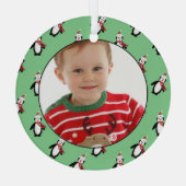 かわいいペンギンの柄カスタム写真 ガラスオーナメント (裏面)