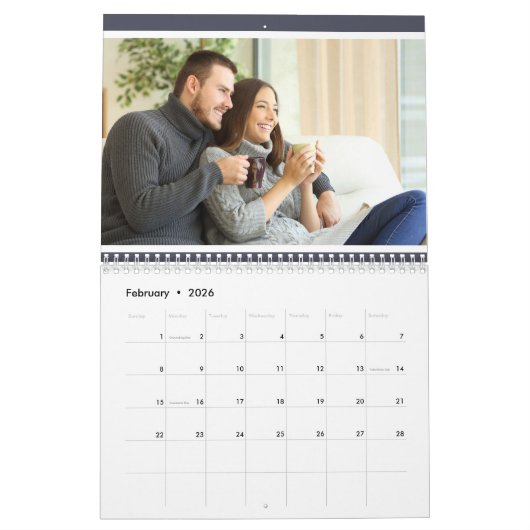 かわいいペンギンの森あなたの写真を追加 カレンダー (2月 2026)