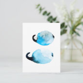 かわいいペンギンの水彩画アート ポストカード (スタンド正面)