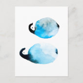かわいいペンギンの水彩画アート ポストカード (正面)
