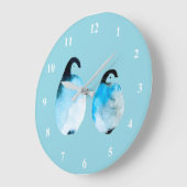 かわいいペンギンの水彩画アート ラージ壁時計 (傾斜)