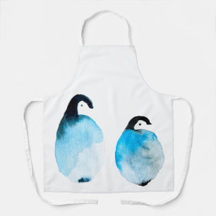 かわいいペンギンの水彩画 エプロン