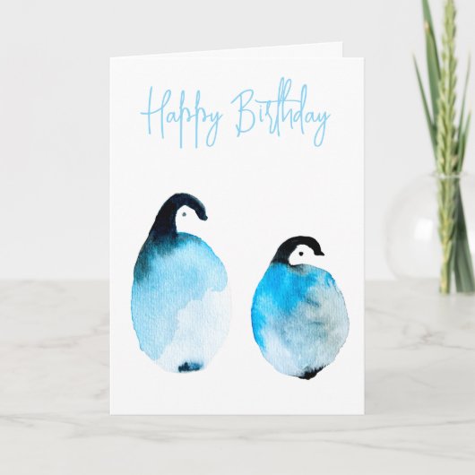かわいいペンギンの水彩画 カード (正面)