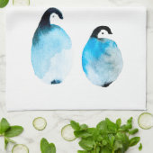かわいいペンギンの水彩画 キッチンタオル (折り畳み)