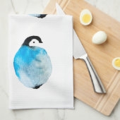 かわいいペンギンの水彩画 キッチンタオル (四つ折り)