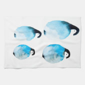 かわいいペンギンの水彩画 キッチンタオル (横)