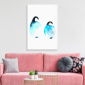 かわいいペンギンの水彩画 キャンバスプリント (インサイチュ (リビング))