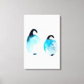 かわいいペンギンの水彩画 キャンバスプリント (正面)