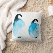 かわいいペンギンの水彩画 クッション (ブランケット)