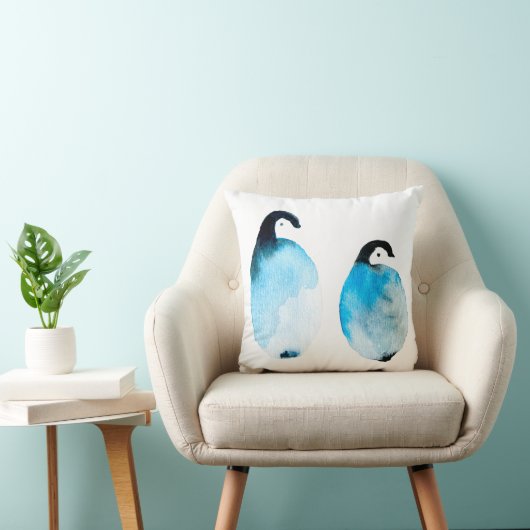 かわいいペンギンの水彩画 クッション (椅子)