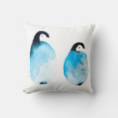 かわいいペンギンの水彩画 クッション (正面)