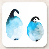 かわいいペンギンの水彩画 コースター (正面)