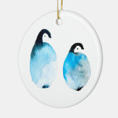 かわいいペンギンの水彩画 セラミックオーナメント (左)