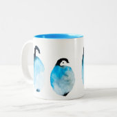 かわいいペンギンの水彩画 ツートーンマグカップ (正面左)