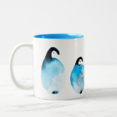 かわいいペンギンの水彩画 ツートーンマグカップ (左)