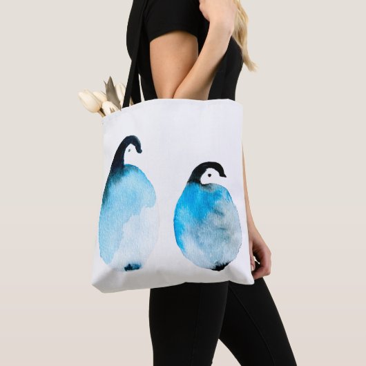 かわいいペンギンの水彩画 トートバッグ (クローズアップ)
