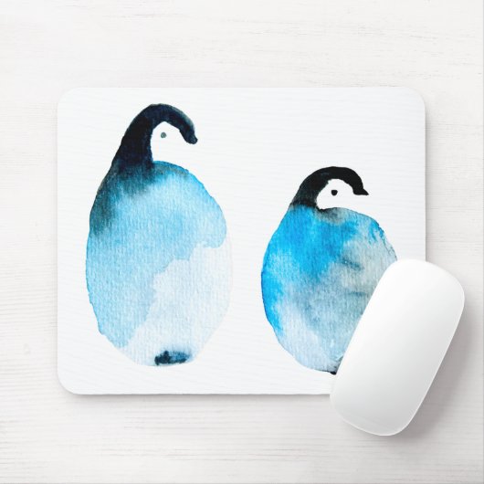 かわいいペンギンの水彩画 マウスパッド (マウス)